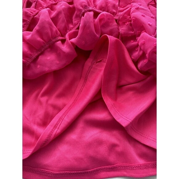 Rare Editions Baby Girl Ruffle Fly Sleeve Polka Dot Chiffon Dress 2p set fushia - Picture 8 of 8